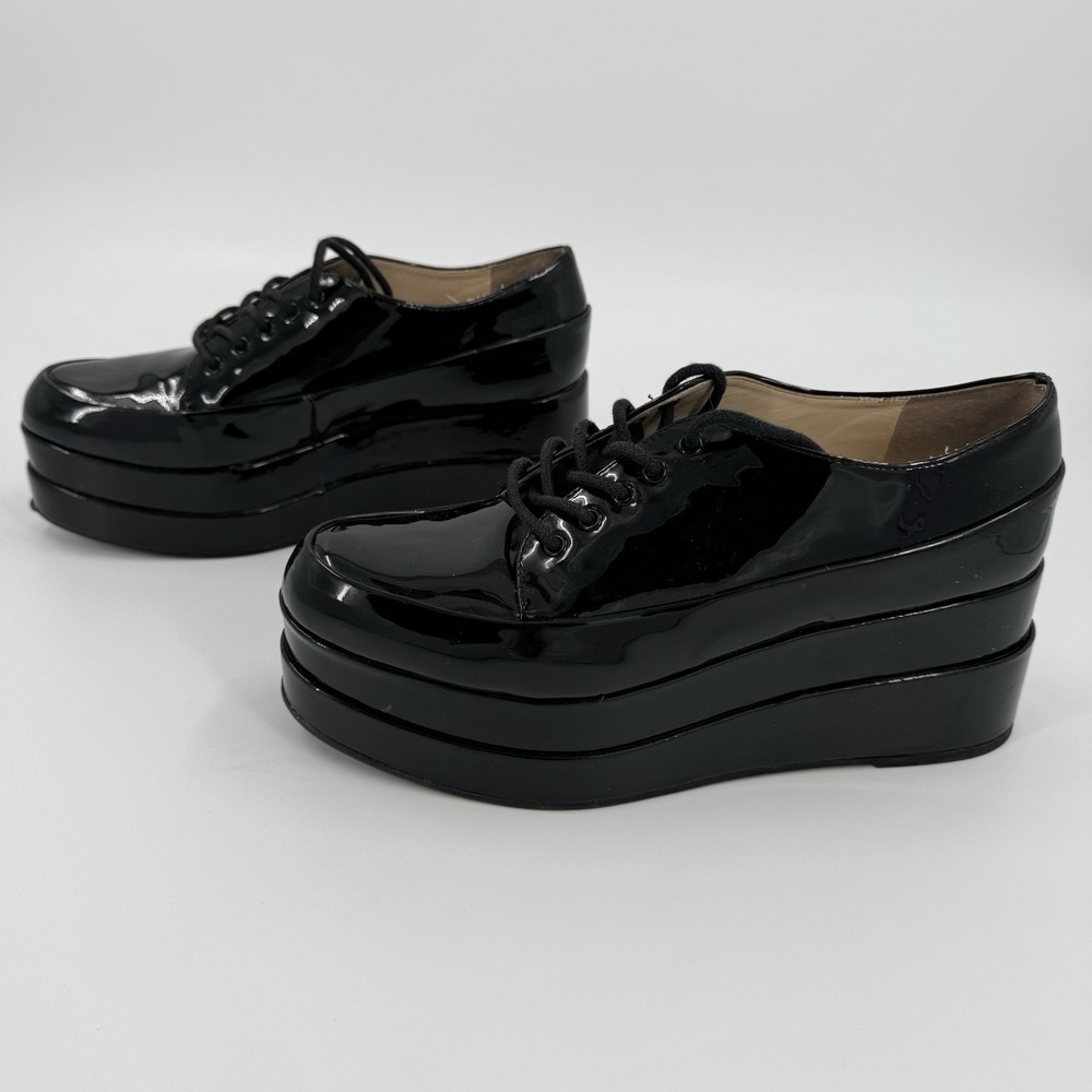 Jessica Simpson Womens Size 8M Black Patent Platform Oxford Shoes READ